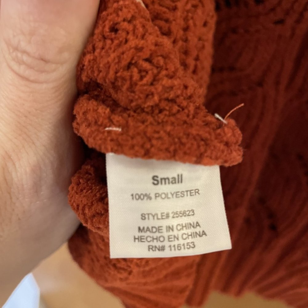 Women's Junior's Poof Apparel Rust Long Sleeve Cropped Sweater Top Size Small - Picture 6 of 6